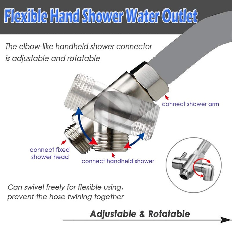 YDmeet Shower Arm Diverter Valve Brass G1/2 3 Way Universal Bathroom Shower System Component Replacement for Handheld Shower Head and Fixed Spray Head, Brushed Nickel - Image 2